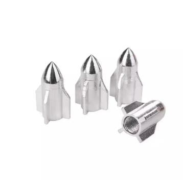 TT-products ventieldoppen Silver Rockets aluminium 4 stuks, Ophalen of Verzenden, Nieuw