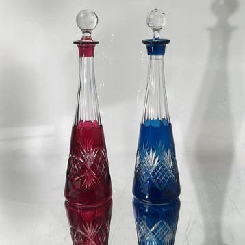Val Saint Lambert - Karaf (2) - rijke taille - Kristal -