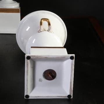 Stel van 2 grote deksel coupes wit porselein met goud Rosent, Ophalen of Verzenden