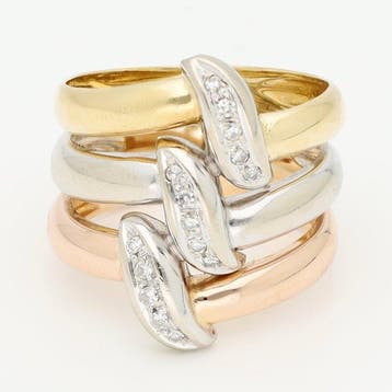 Ring - 18 karaat Geel goud, Witgoud, Roségoud Diamant, Nieuw
