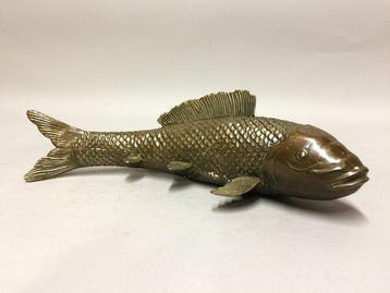 Beeld, Koi Karper - 10 cm - Brons