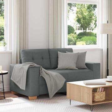 vidaXL Loveseat bank 160x77x82 cm stof donkergrijs, Verzenden, Nieuw, Stof, Minder dan 150 cm