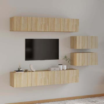 vidaXL 6-delige Tv-meubelset bewerkt hout sonoma, Verzenden, Nieuw, Overige houtsoorten