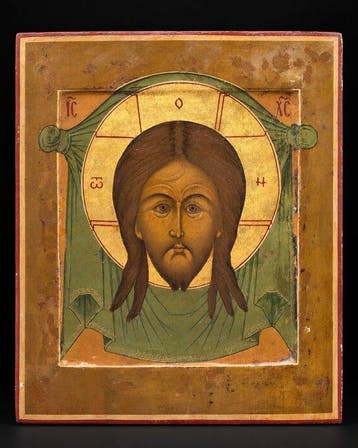 Icoon - Mandylion Christ - Hout