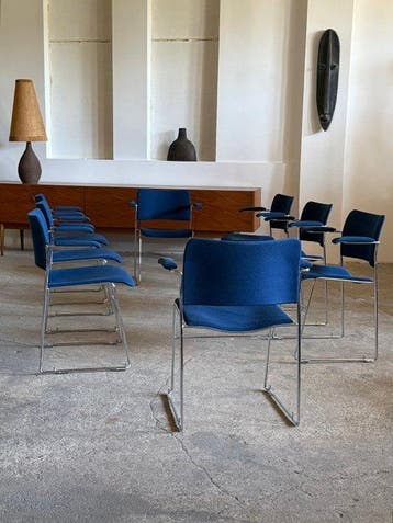 David Rowland - Stoel (8) - Howe 40/4 - Staal, Chroom, Stoff, Antiek en Kunst
