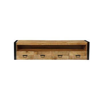 Tv-meubel Mangohout Zwevend Britt 180 cm, Verzenden, Nieuw, Overige houtsoorten, Industriële meubels