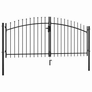 vidaXL Dubbele deur hekpoort Woerden met speerpunt, Tuin en Terras, Tuinpoorten, Verzenden, Nieuw