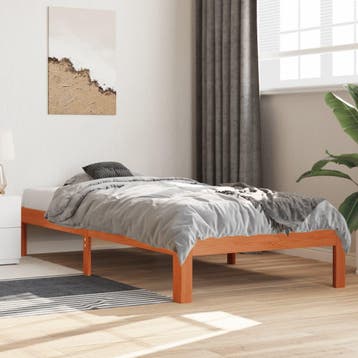 vidaXL Bedframe zonder matras massief grenenhout wasbruin, Huis en Inrichting, 100 cm, Eenpersoons, Bruin, Verzenden