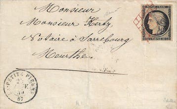 Frankrijk 1849 - Zeer zeldzame 20 centiem zwart, geannuleerd, Gestempeld