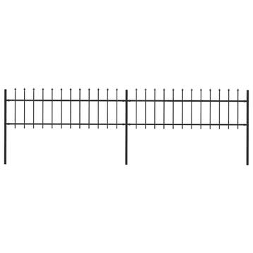vidaXL Tuinhek met speerpunt staal 337x60 cm zwart, Verzenden, Nieuw, IJzer, 1 tot 2 meter