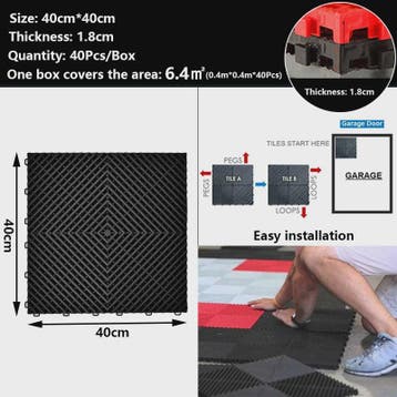 40x40cm Garage Vloertegels - 40 Stuks Set - Interlocking Pol