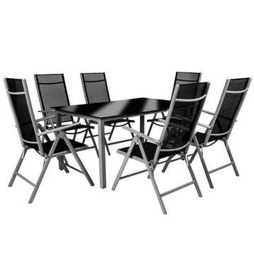 2dekans | tectake® zitset aluminium klapstoelen, loungeset, Ophalen of Verzenden, Zo goed als nieuw