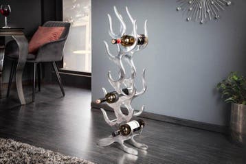 Modern wijnrek FLAME 93cm zilver voor 9 flessen, Ophalen of Verzenden, Nieuw