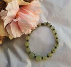 Handgemaakte edelsteen armband van Prehniet - kralen -, Nieuw