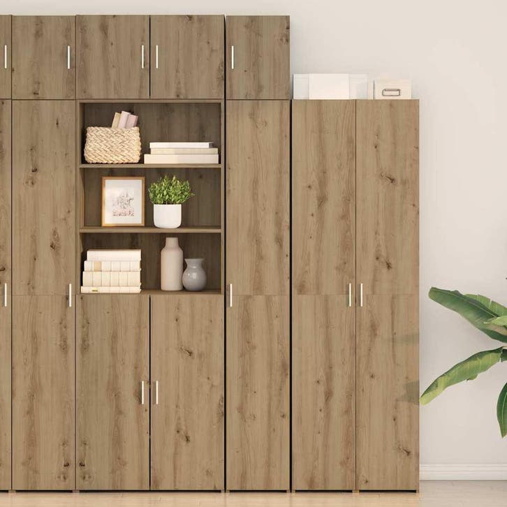 vidaXL 2-delige opbergkast met planken 2 pcs Artisanaal, Huis en Inrichting, Kasten | Buffetkasten, Nieuw, Minder dan 50 cm, Overige houtsoorten