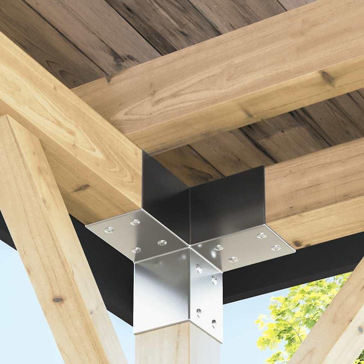vidaXL Paalverbindingen 4 st Y-vorm 71x71 mm gegalvaniseerd, Tuin en Terras, Palen, Balken en Planken, Nieuw, Verzenden