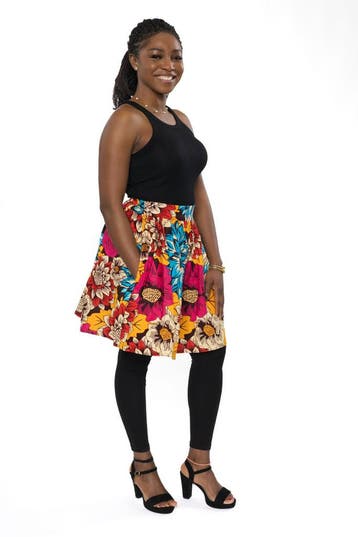 Afrikaanse print mini rok - Rood Blauw Flowers - S, Kleding | Dames, Ophalen of Verzenden, Nieuw