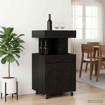 vidaXL Serveerwagen Zwart eiken 50 x 41 x 89 cm Bewerkt hout, Huis en Inrichting, Minder dan 50 cm, Verzenden, Nieuw, Minder dan 100 cm