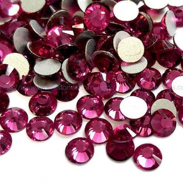 2 x Swarovski dark fuchsia plat strass steentje 6mm, Ophalen of Verzenden, Nieuw, Overige typen