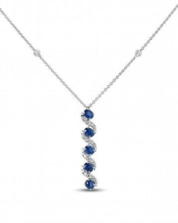 Halsketting - 14 karaat Witgoud - 1.48ct. tw. Saffier -, Nieuw