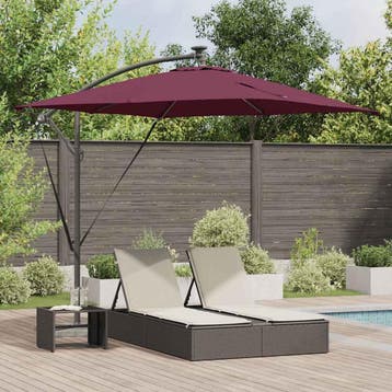 vidaXL Parasol Bordeaux Rood 249 x 249 x 250 cm Polyester en, Verzenden, Nieuw, 2 tot 3 meter