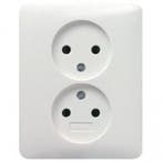 Gira Wandcontactdoos ZONDER randaarde inbouw 2V Zuiver wit, Nieuw, Stopcontact
