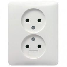 Gira Wandcontactdoos ZONDER randaarde inbouw 2V Zuiver wit, Nieuw, Stopcontact
