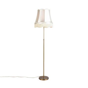 Vloerlamp brons met Granny kap crème 45 cm verstelbaar -, Verzenden, Nieuw, Modern