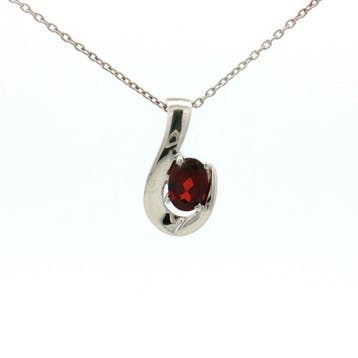 Zonder minimumprijs - Hanger Zilver - 0.85ct. tw. Granaat -
