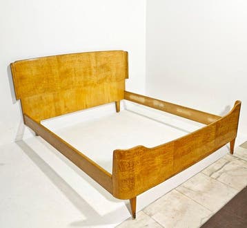 Bed - Hout, Messing - Design Italia 1950/60