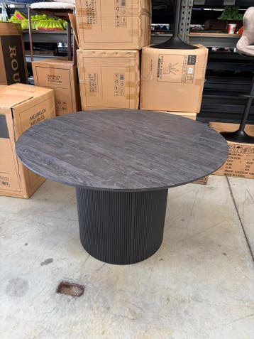 Ronde eettafel Lagos Ø120 cm – donkerbruin, Moderne, eigentijdse stijl met Japandi-invloeden, 50 tot 100 cm, 100 tot 150 cm, Verzenden