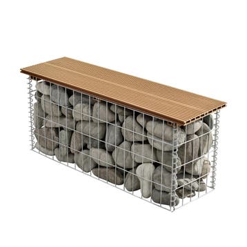 HKC tuinbank steenkorf 100x30x45 cm teakhout, Tuin en Terras, Tuinsets en Loungesets, Verzenden, Nieuw