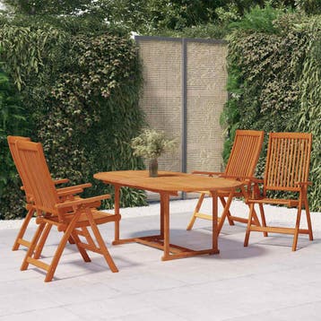 vidaXL 5-delige Tuinset massief eucalyptushout, Tuin en Terras, Tuinsets en Loungesets, 4 zitplaatsen, Verzenden, Nieuw, Tuinset