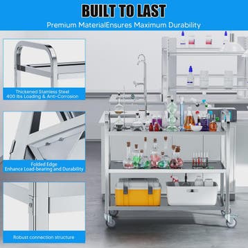 Professionele 3-Laags RVS Trolley met Wielen - Stil en Duurz, Verzenden, Nieuw