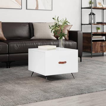 vidaXL Salontafel 50x50x40 cm bewerkt hout hoogglans wit, 50 tot 100 cm, Verzenden, Nieuw, 50 tot 100 cm