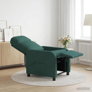 vidaXL Massage Recliner Donkergroen Stof, Verzenden, Nieuw
