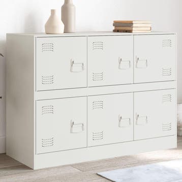 vidaXL Dressoir 99x39x73 cm staal wit, Verzenden, Nieuw, 50 tot 100 cm, Metaal