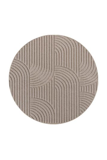 Rond Japandi Vloerkleed | Helix | Bogen | Beige | 80x80 cm, Verzenden, Nieuw
