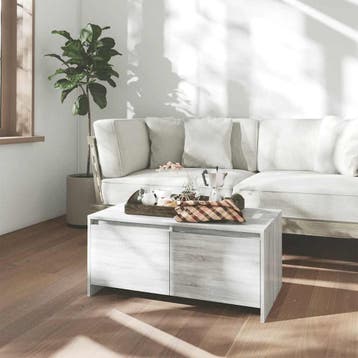 vidaXL Salontafel 90x50x41,5 cm bewerkt hout grijs sonoma, Huis en Inrichting, Tafels | Salontafels, 50 tot 100 cm, Verzenden