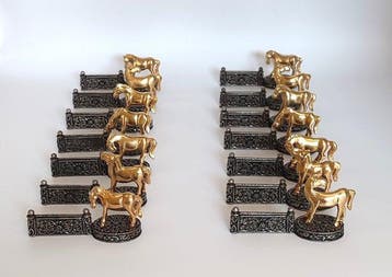 Messensteun (14) - Metaal - Paarden en hekken