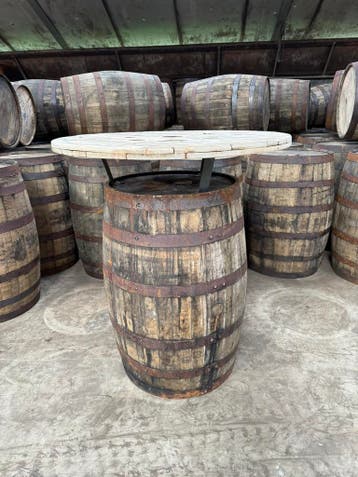 Whiskyvat 190L statafel - bartafel met (gebruikt) haspelblad, Ophalen of Verzenden, Nieuw