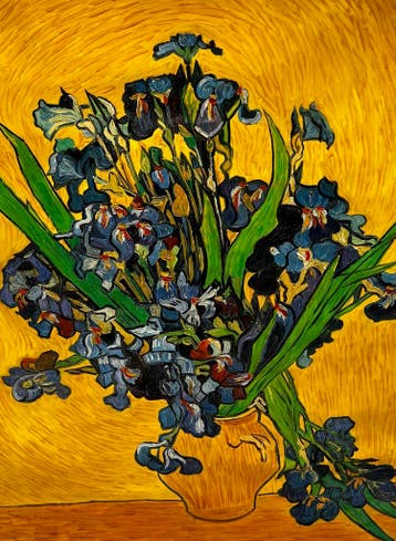 Vaas met Irissen - Van Gogh - Olieverf, Ophalen of Verzenden, Nieuw