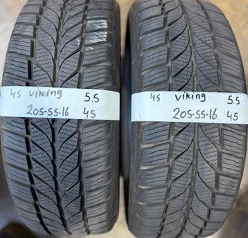 2x 205-55-16 Viking AllSeason 2x 5.5mm €45 PerBand 205 55 16, Ophalen, Gebruikt, 16 inch, 205 mm