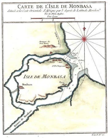Afrika - Mombasa-eiland, Kenia; N. Bellin - Carte de l Isle, Nieuw