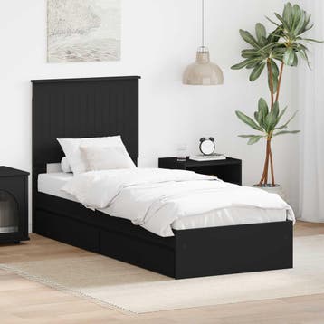 vidaXL Opslag bed met lade met opslag Zwart 75 x 190 cm, Huis en Inrichting, Slaapkamer | Bedden, Verzenden, Nieuw, Zwart, Hout