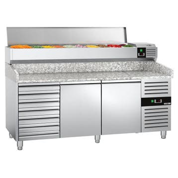 GGM Gastro | Pizza koelwerkbank PREMIUM - 2000x800mm - 2 |, Verzenden, Nieuw in verpakking, RVS Meubilair