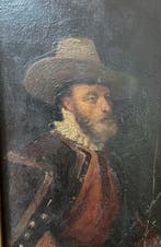 Franse school (XVII) - Retrato de mosquetero de la guardia, Antiek en Kunst, Kunst | Schilderijen | Klassiek