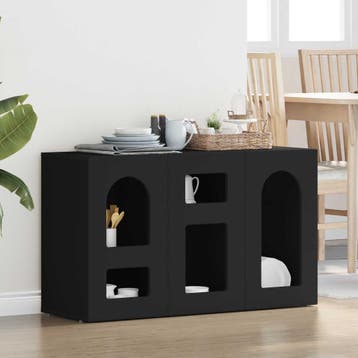 vidaXL Dressoir ELST Zwart 100 x 35 x 59 cm Bewerkt hout, Verzenden, Nieuw, Overige houtsoorten, Minder dan 50 cm