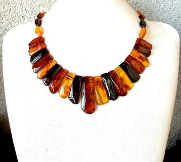 Luxe natuurlijke Baltische barnsteen collier, brede, Nieuw