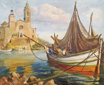 Ramón Barnades i Fabregas (1909/15-1981) - Fishing boats in